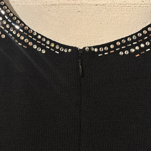Vtg St. John Evening Black Cocktail Knit Dress embellished straps size 8 - Picture 12 of 13